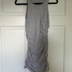 TNA Light Gray Backless Ruched Dress